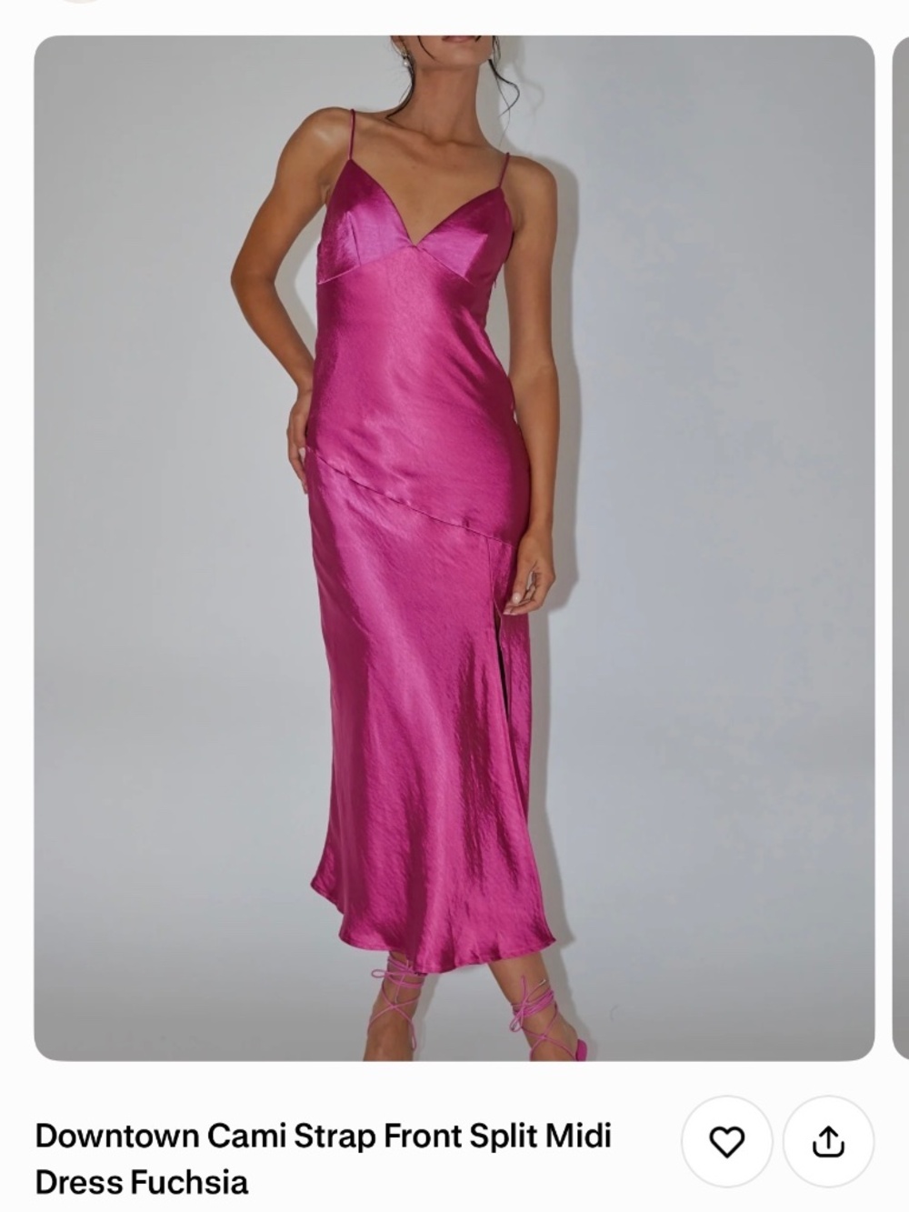 Downtown Cam Strap From Split Midi Dress - Fuchsia